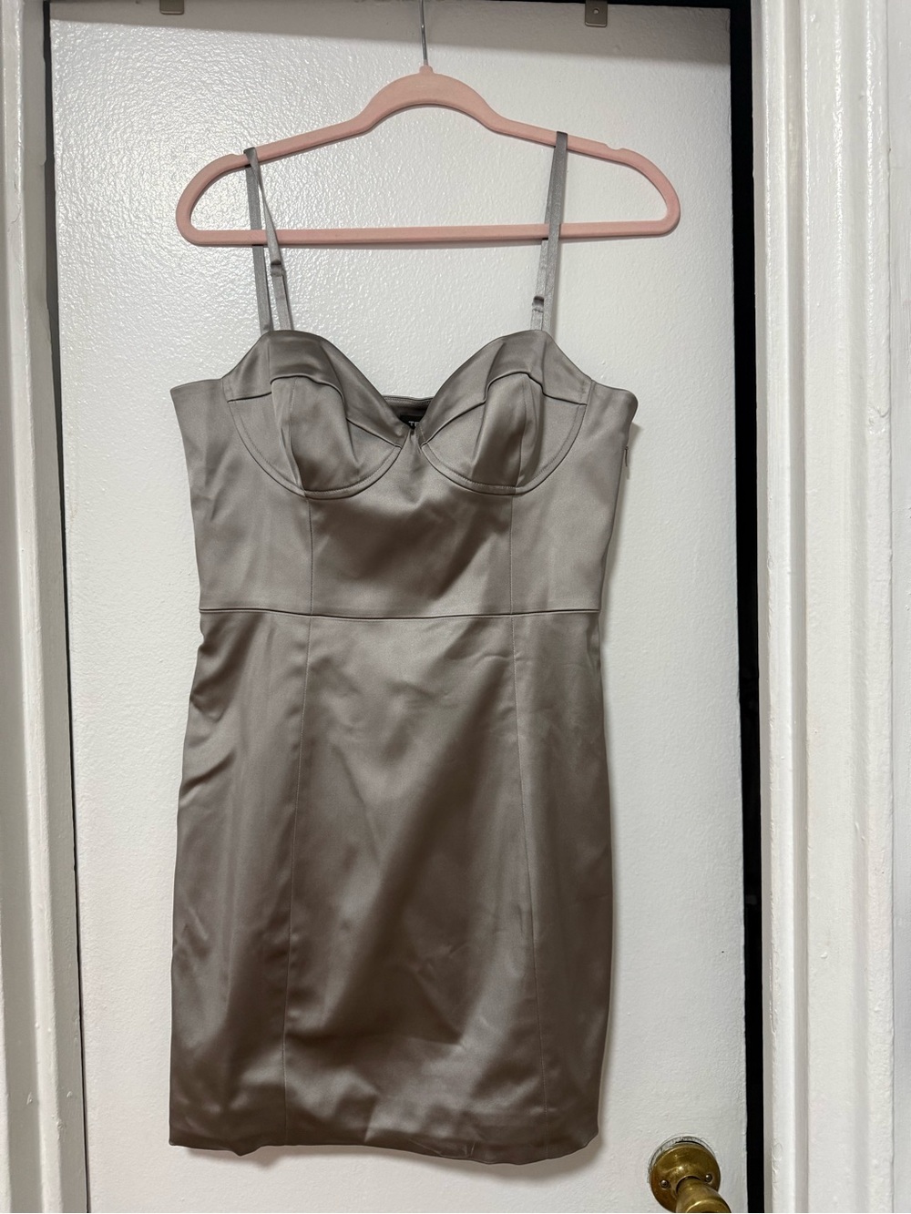 Aritzia Satin Mini Dress in silver